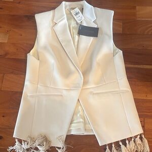Women's Cream Tailored Blazer Vest with tassels
